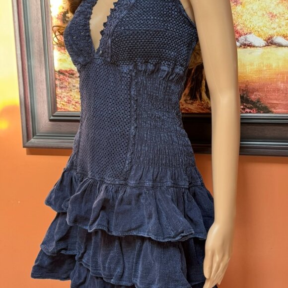 Denim Cotton Natural Halter Summer dress - Picture 3 of 9